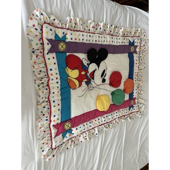 Disney Babies Mickey Mouse Balloons primary colors  Crib Sized Blanket Comforter - Picture 6 of 16